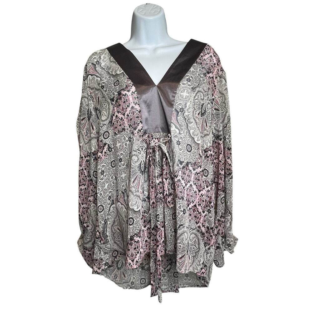 View by Walter Baker Women's Pink Gray Paisley Boho Top Size L‎ Flowy Oversized